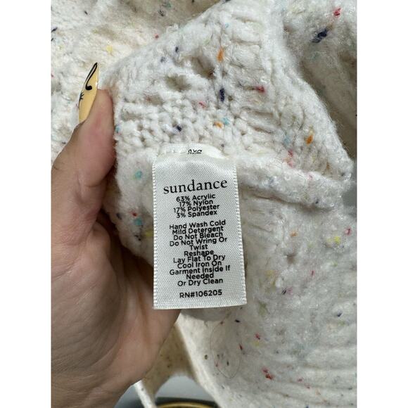 Sundance Rainbow Confetti Funnel Neck Oversized Chunky Open Knit Preppy Sweater - Picture 4 of 7